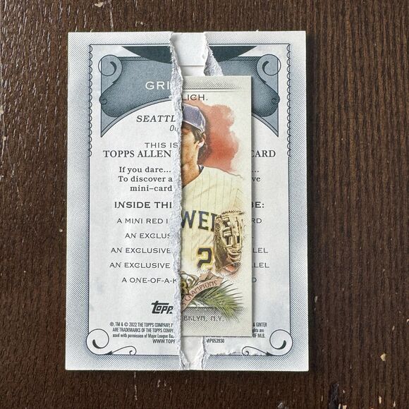 2022 Topps Allen & Ginter Ken Griffey Jr Rip Card /25 Ripped  w Yelich SSP 360 - Picture 1 of 6